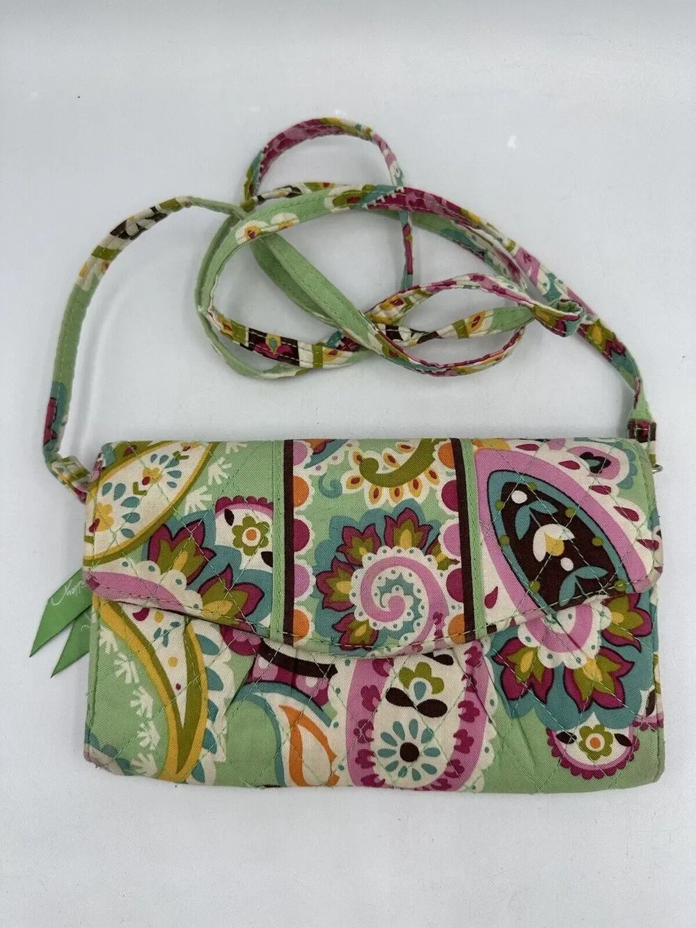 Vera Bradley Tutti Frutti Crossbody Small Wallet Paisley Messenger Purse Bag